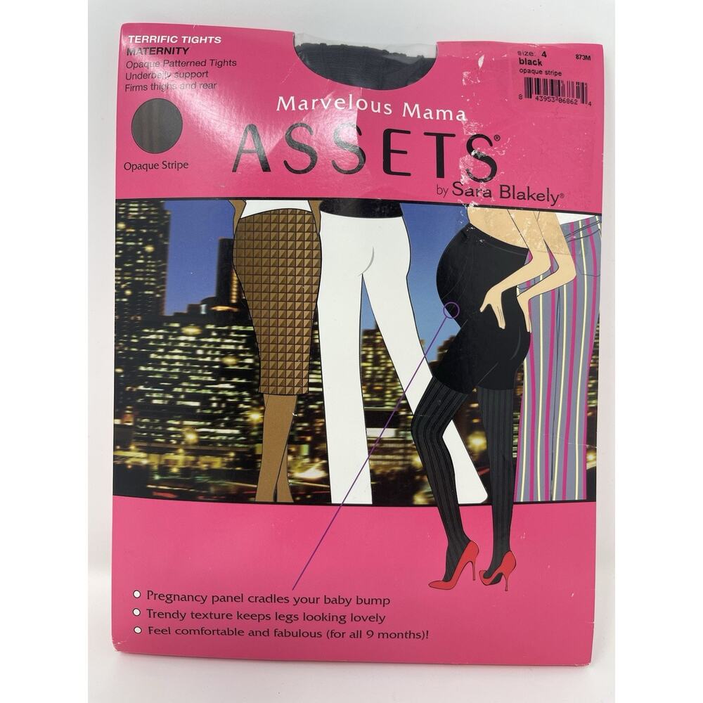 Marvelous Mama Assets Spanx Size 4 Opaque Stripe Maternity Tights